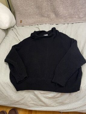Zara Black Ribbed Cowl Neck Sweater